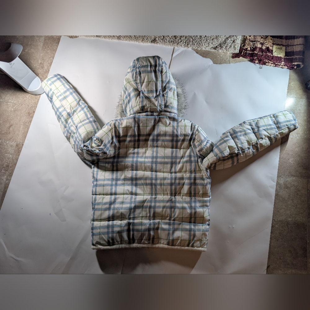 Y2k Aeropostale Blue and Green Puffer Jacket with Cozy Lining L Large - Picture 3 of 5